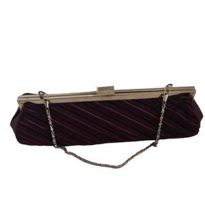 Elegant Pleated Satin w/Crystal Top Hard Frame Clutch Evening Bag